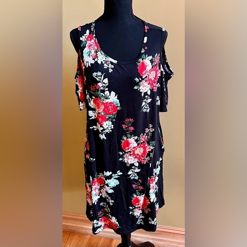 Fisoul NWT NWOT Casual Midi Dress Lot 3 Black Floral Red Stripe Purple Size XL